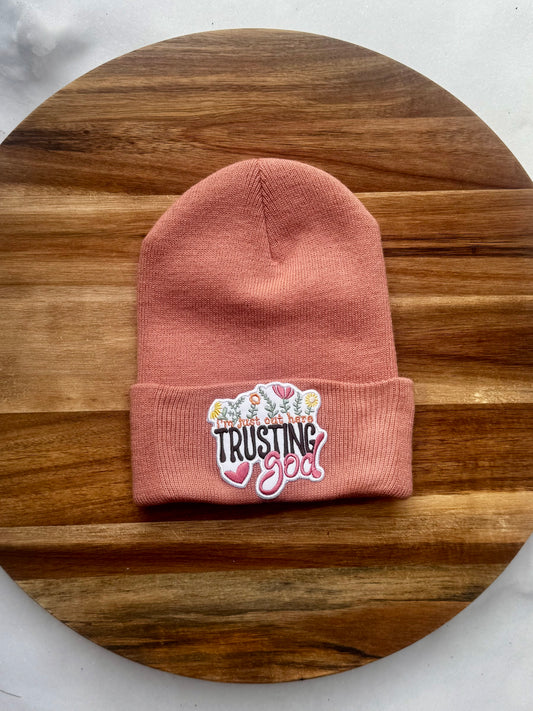 Trusting God Floral Patch Beanie